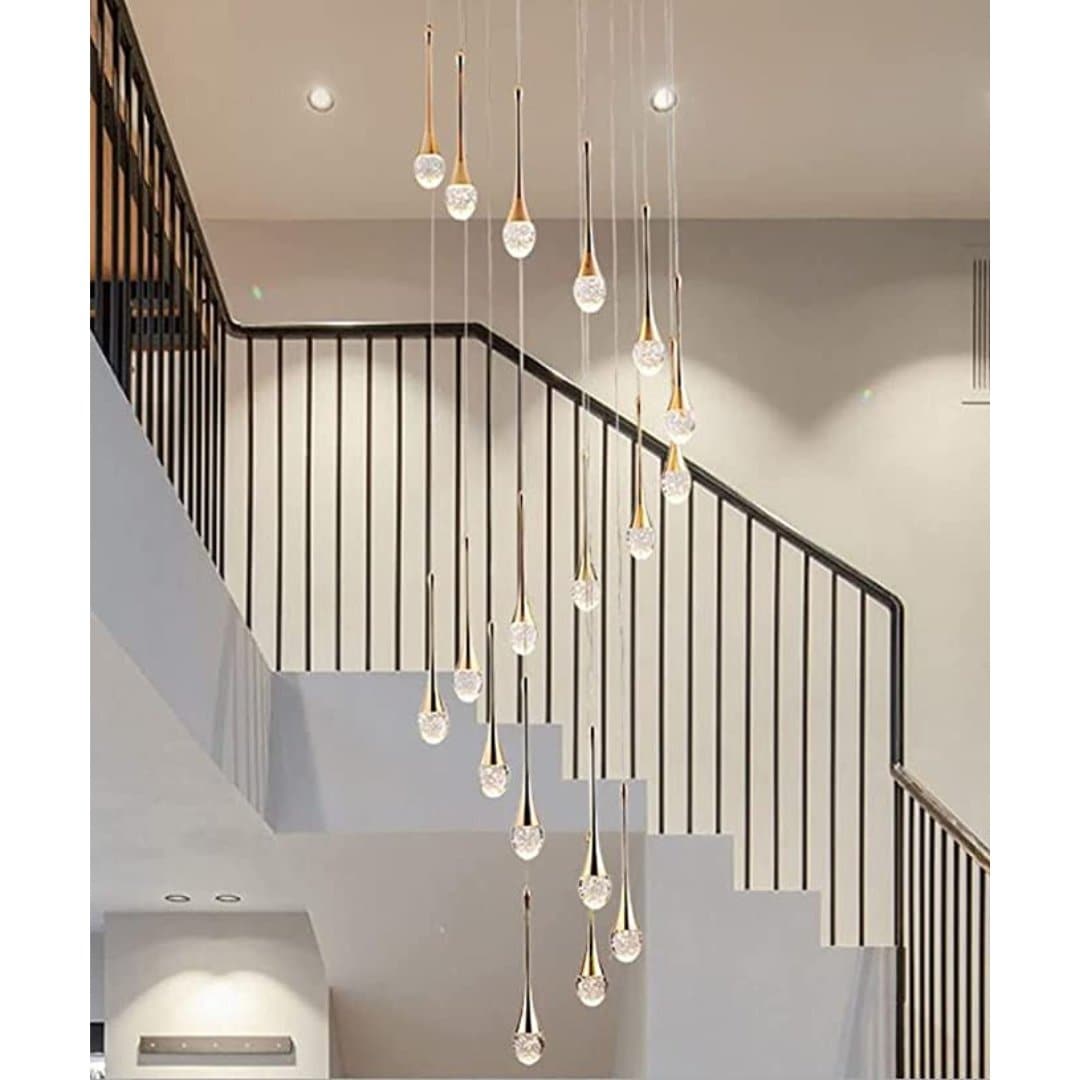 LED 36-Light Crystal Teardrop Chandelier in Gold - HER Home Design Boutique